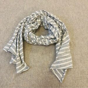 Land’s End T-Shirt Scarf Wrap All-Season Gray & White Striped